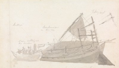 Bateau de pêche avec petite embarcation à côté - Thomas Daniell