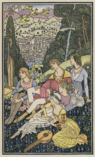 Illustration pour Le Décaméron de Boccace (lithographie couleur) - Thomas Derrick