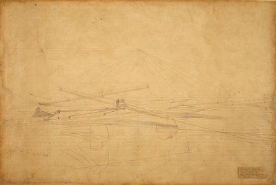 Dessin en perspective pour Les Frères Biglin tournant le piquet - Thomas Eakins