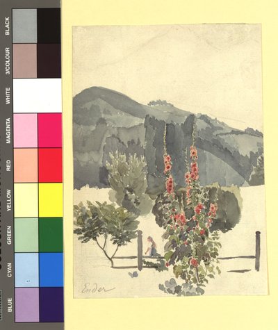 Studie (Landschaft mit Pappelrosen) - Thomas Ender