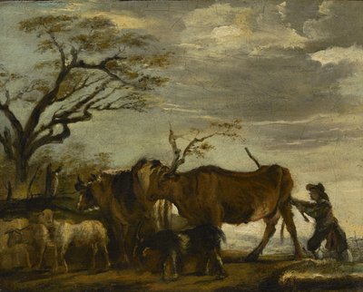 Un paysan conduisant du bétail, des moutons et des chèvres dans un paysage - Thomas Gainsborough
