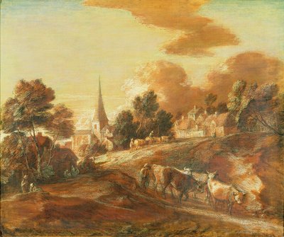 Un village boisé imaginaire avec des conducteurs de bétail, c.1771-72 - Thomas Gainsborough