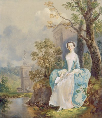Fille avec un livre assise dans un parc - Thomas Gainsborough