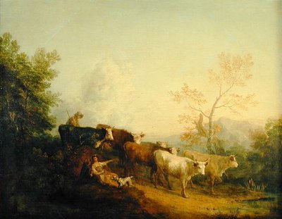 Bergers conduisant du bétail vers un poteau - Thomas Gainsborough