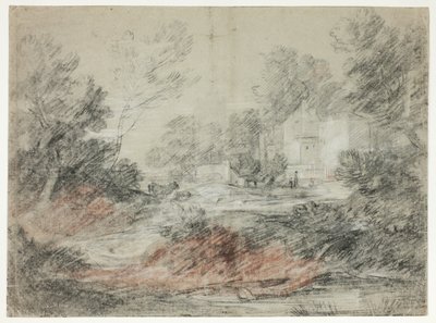 Paysage avec bâtiments près d