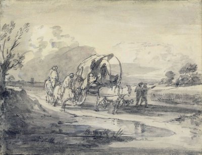Paysage ouvert avec berger et chariot couvert, c.1780-85 - Thomas Gainsborough