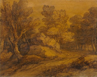 Scène avec une route sinueuse à travers un bois, c. 1770 - Thomas Gainsborough