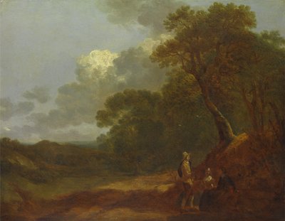 Paysage boisé avec un homme parlant à deux femmes assises, vers 1745 - Thomas Gainsborough