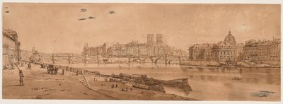 Une sélection de vingt des vues les plus pittoresques de Paris : Vue du Pont Neuf, partie du Louvre, Notre-Dame et le Collège des Quatre Nations - Thomas Girtin