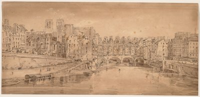 Une sélection de vingt des vues les plus pittoresques de Paris : Vue du Pont St. Michel, prise du Pont Neuf - Thomas Girtin