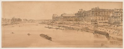 Une sélection de vingt des vues les plus pittoresques de Paris : Vue du Louvre et du pont des Tuileries prise du Pont Neuf - Thomas Girtin