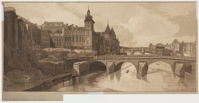Sélection de vingt des vues les plus pittoresques de Paris : Vue du Pont au Change, 1802 - Thomas Girtin