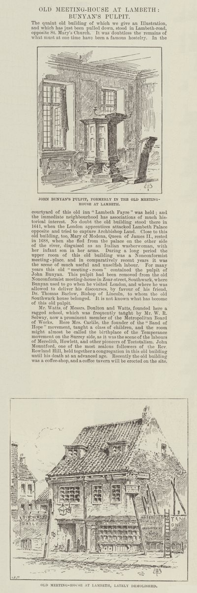 Ancienne Maison de Réunion à Lambeth, Chaire de Bunyan - Thomas Harrington Wilson