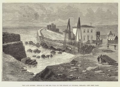 Les dernières tempêtes, brèche dans la digue sur le Strand à Youghal, Irlande - Thomas Harrington Wilson