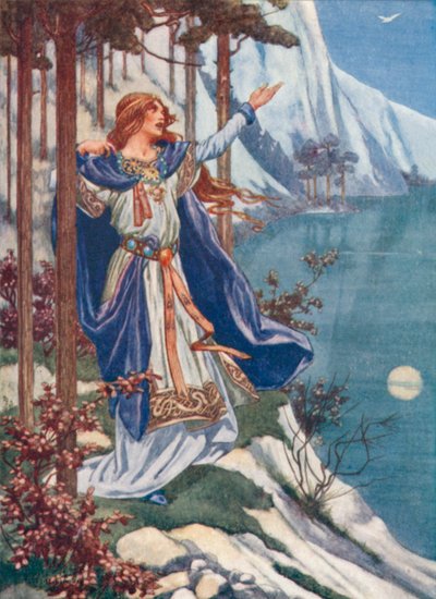 Edvard Grieg : Un cygne (lithographie couleur) - Thomas Heath Robinson
