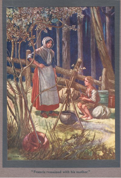 François est resté avec sa mère (lithographie couleur) - Thomas Heath Robinson