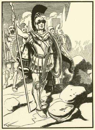 Les Grecs devant Troie (gravure) - Thomas Heath Robinson