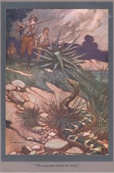 Le serpent a levé la tête (lithographie couleur) - Thomas Heath Robinson