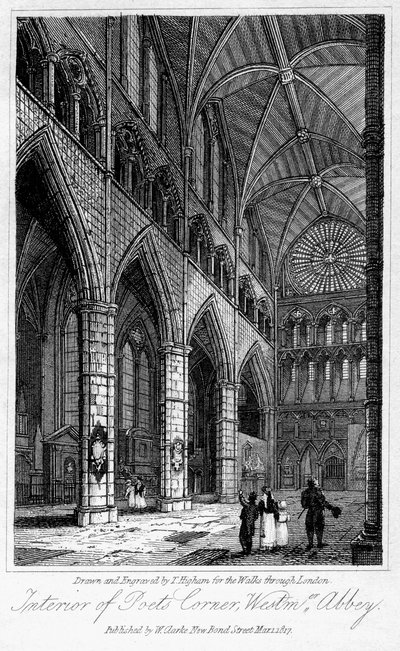Intérieur du Coin des Poètes, Abbaye de Westminster, Londres, 1817 - Thomas Higham