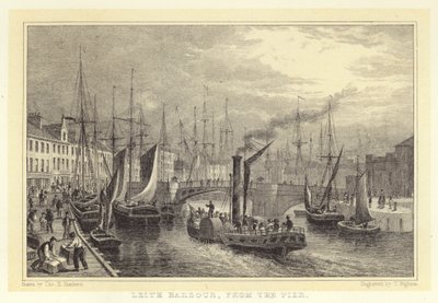 Port de Leith, depuis la jetée (gravure) - Thomas Hosmer (after) Shepherd