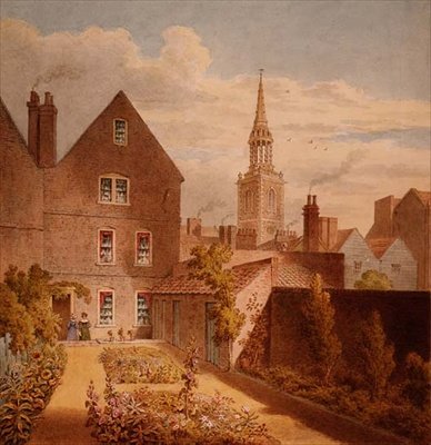 Vue de la maison et du jardin de M. Upcott avec l