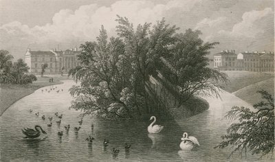 Une île sur le lac et une partie de Cornwall et Clarence Terrace, Regent