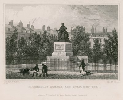 Bloomsbury Square et statue de Fox - Thomas Hosmer Shepherd