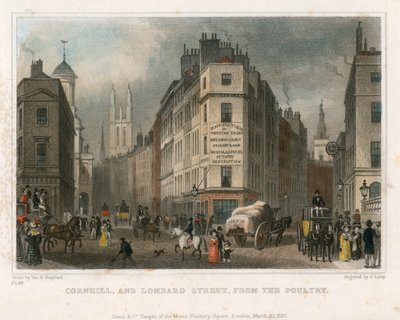Cornhill et Lombard Street, Londres, depuis Poultry - Thomas Hosmer Shepherd