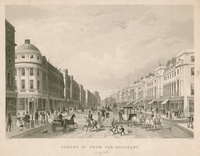 Regent Street, Londres, depuis le Quadrant, regardant vers le nord - Thomas Hosmer Shepherd