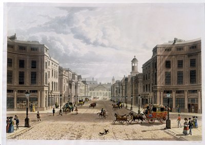 Regent Street, depuis Piccadilly, gravé par J. Bluck, pub. 1822 par 