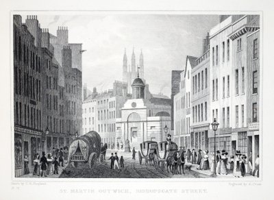 St Martin Outwich, Bishopsgate Street, de Londres et ses environs au XIXe siècle, pub. Jones et Co., 1827-1829 - Thomas Hosmer Shepherd