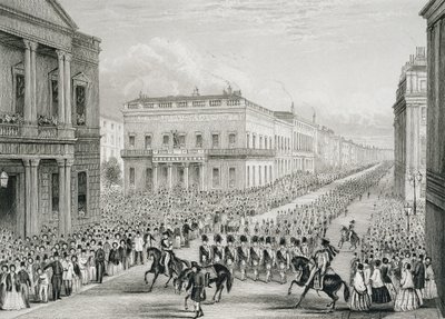 Procession funéraire de Wellington passant devant le Senior United Service Club, Pall Mall - Thomas Hosmer Shepherd