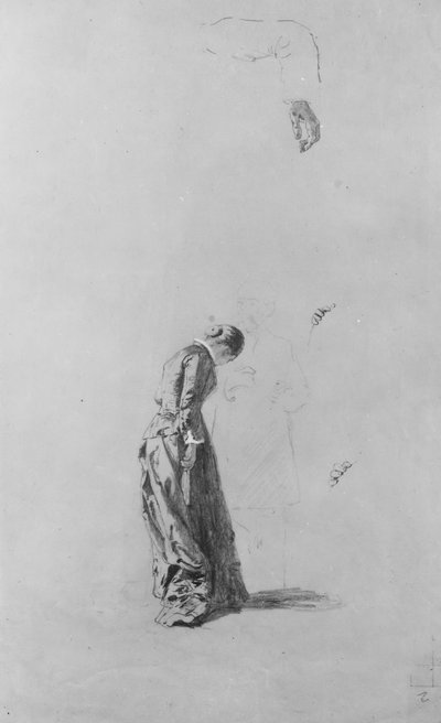 Femme debout avec homme en contour - Thomas Hovenden