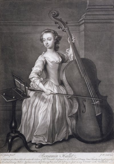 Portrait de Benjamin Hallet jouant du violoncelle, gravé par James McArdell, c.1749 - Thomas Jenkins