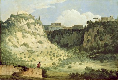 Vue du temple de Diane, Nemi, avec un berger au premier plan - Thomas Jones