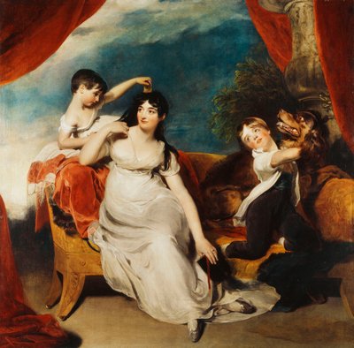 Portrait de groupe de Mme Henry Baring et de deux de ses enfants et d