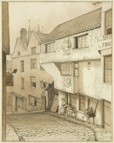 Extrémité inférieure de Steep Street, avec maison - Thomas Leeson the Elder Rowbotham