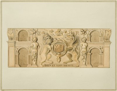 Armoiries de la reine Elizabeth en chêne anciennement dans une maison à l