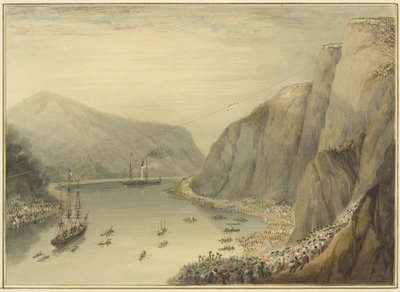 Vue entre les rochers de St Vincent, montrant M. Courtney prenant son vol terrifiant - Thomas Leeson the Elder Rowbotham