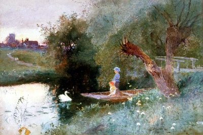 Enfants dans une Barque au Soir - Thomas Mackay