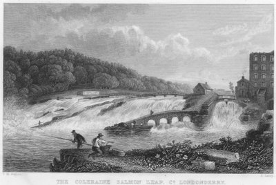 Le saut du saumon de Coleraine, comté de Londonderry (gravure) - Thomas Mann (after) Baynes