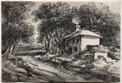 Paysage avec cottage recto, vers 1820 - Thomas Monro