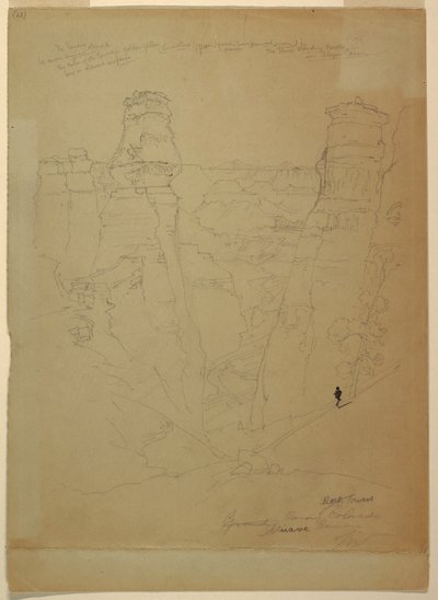 Dessin, Tours rocheuses dans le canyon de Muave [Muav], Colorado, 1873 - Thomas Moran