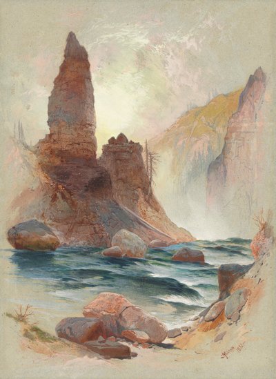 Tour à Tower Falls, Yellowstone - Thomas Moran