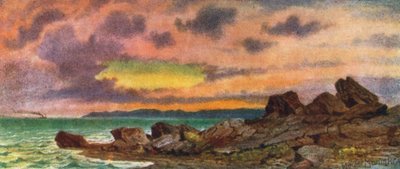 Coucher de soleil orageux, côte près de St John, Nouveau-Brunswick (lithographie couleur) - Thomas Mower Martin