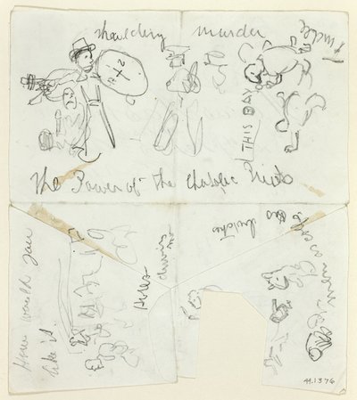 Feuille de croquis : Le pouvoir des prêtres catholiques (recto) ; Feuille de croquis (verso) - Thomas Nast