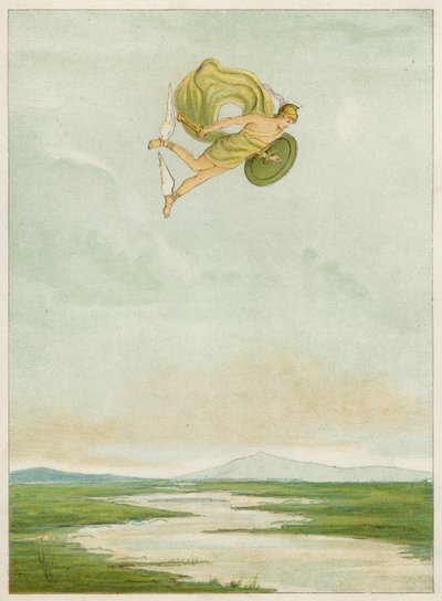 Persée volant pour tuer la Gorgone (lithographie en couleur) - Thomas Ralph Spence