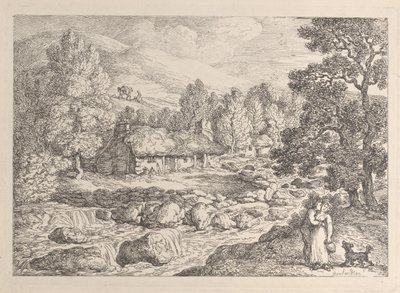 Une cascade en Cornouailles, tirée de « Vues de Cornouailles » - Thomas Rowlandson