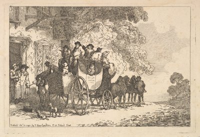 Une diligence chargée devant un relais de poste - Thomas Rowlandson