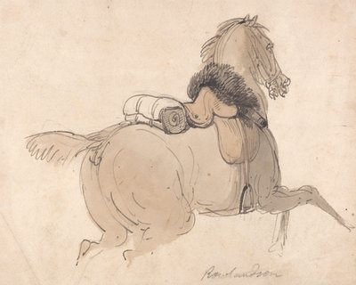 Un cheval de cavalerie sellé - Thomas Rowlandson